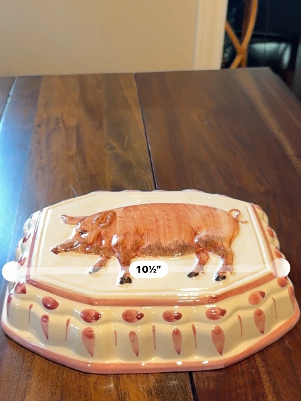 Vintage 70s Handpainted Hanging Pig Mold...Made in Italy 101/2 x 8